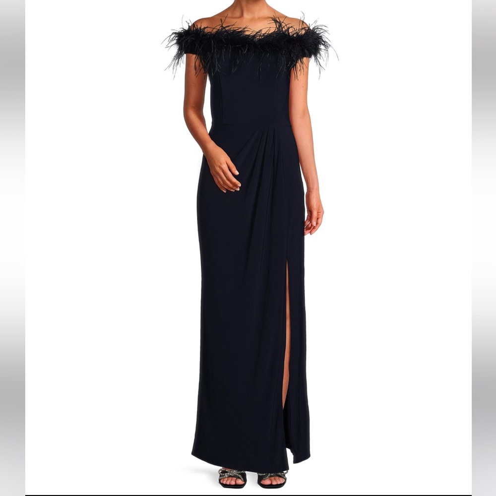 Alex Evenings Black Feather Dress size 6